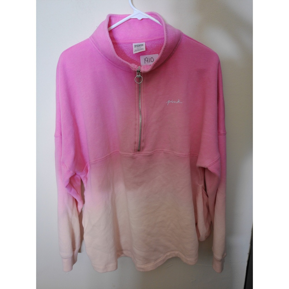 Pink Victoria's Secret Quarter Zip Women M Pink Ombre Fleece Relaxed Barbiecore